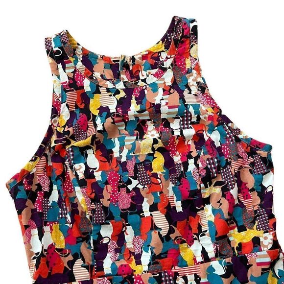 Dress To Allover Cat Print Cut Out Fit and Flare Dress Size M Made in Brazil - Picture 4 of 15